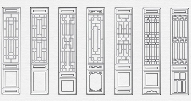 呼伦贝尔常用中式仿古花窗图案隔断设计图